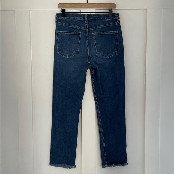 GAP Denim Cigarette High Rise Raw Hem Jeans in Dark Indigo Size 10L / 10 Long - Picture 6 of 14